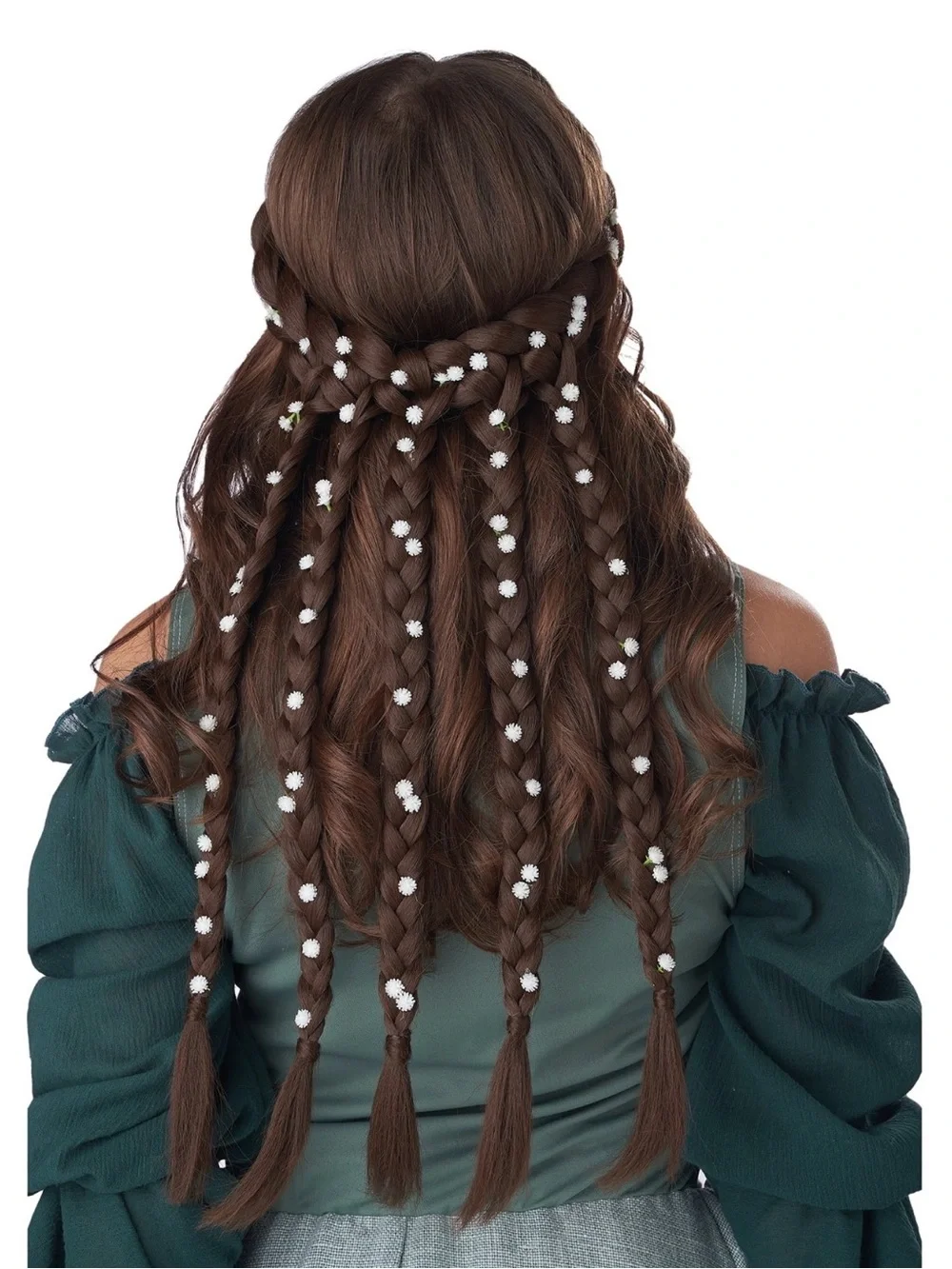 California Costumes Halo Braids Wig - Dark Brown with Flower Accents